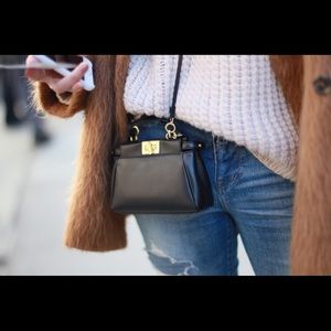 Fendi Micro Peekaboo Black Leather Crossbody Bag